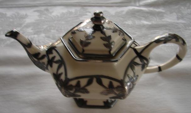 C. 1900 SILVER OVERLAY TEAPOT