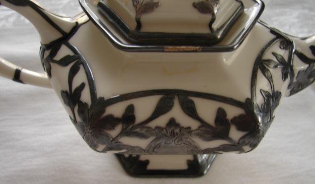 C. 1900 SILVER OVERLAY TEAPOT