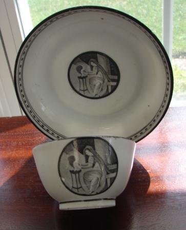 C. 1875 FRENCH GRISAILLE CUP/SAUCER