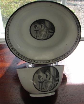 C. 1875 FRENCH GRISAILLE CUP/SAUCER