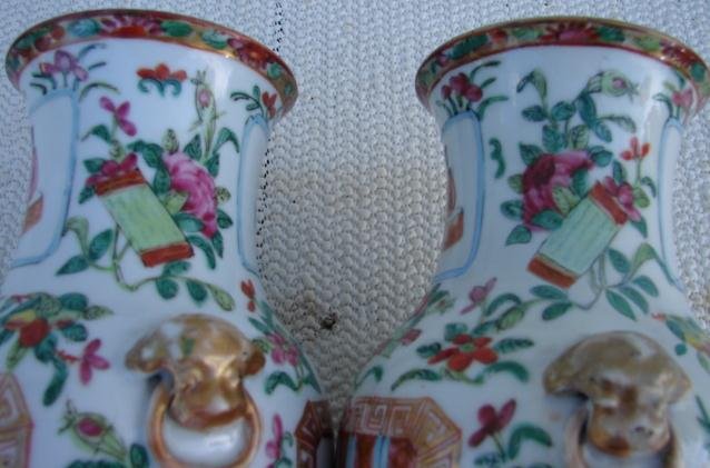C. 1820-1840 CHINESE EXPORT ROSE MANDARIN PR. VASES