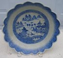 C. 1840 CHINESE EXPORT BLUE CANTON SAW TOOTH BOWL 10 1/4
