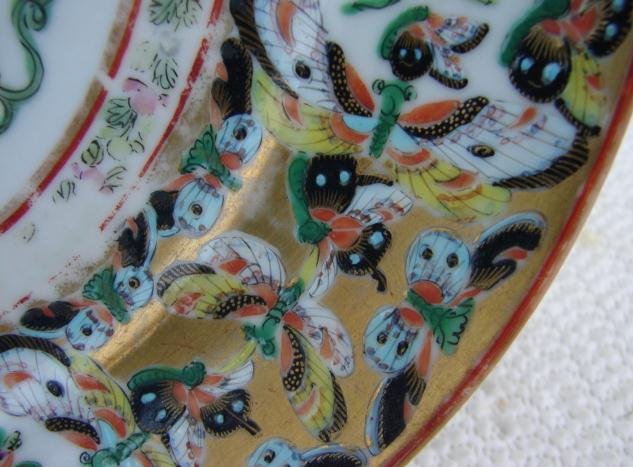 C. 1850 CHINESE EXPORT 1000 BLACK BUTTERFLY PLATE 8