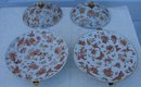 C. 1820 PAIR OF CHINESE EXPORT SACRE D BIRD AND BUTTERFLY SEPIA OT WATER DISHES W/COVERS