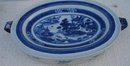 C. 1820 CHINESE EXPORT NANKING OVAL HOT WATER PLATTER