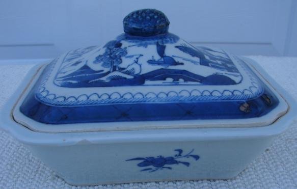 C. 1890 CHINESE EXPORT BLUE CANTON VEGETABLE DISH