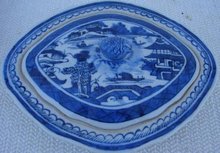 C. 1890 CHINESE EXPORT BLUE CANTON VEGETABLE DISH