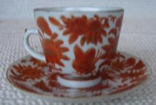 C. 1875 SACRED BIRD AND BUTTERFLY DEMITASSE CUPS/SAUCERS