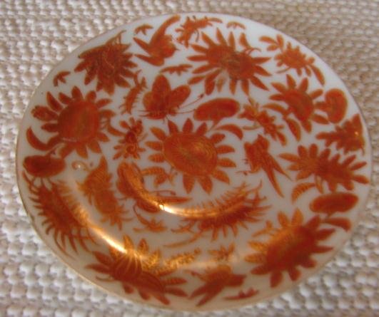 C. 1875 SACRED BIRD AND BUTTERFLY DEMITASSE CUPS/SAUCERS