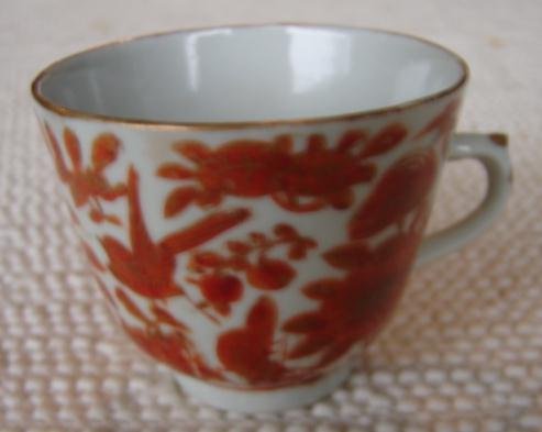C. 1875 SACRED BIRD AND BUTTERFLY DEMITASSE CUPS/SAUCERS