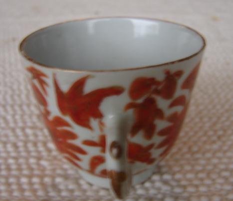 C. 1875 SACRED BIRD AND BUTTERFLY DEMITASSE CUPS/SAUCERS
