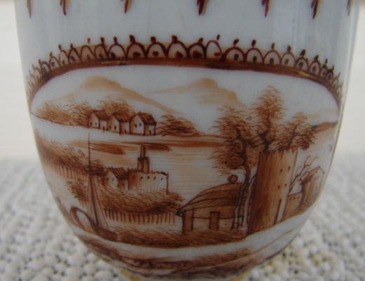 C. 1775 CHINESE EXPORT AMERICAN MARKET SCENES DEMI CUP