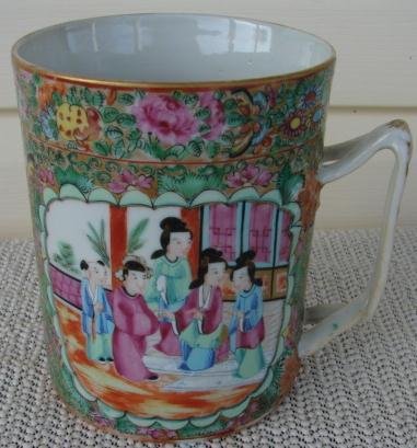 C.1820 CHINESE EXPORT ROSE MANDARIN MUG,HUGE