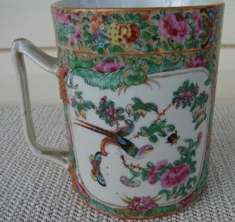 C.1820 CHINESE EXPORT ROSE MANDARIN MUG,HUGE