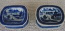 C. 1820 BLUE CANTON PAIR SALT TRENCHERS