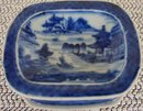 C. 1820 BLUE CANTON PAIR SALT TRENCHERS