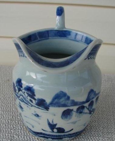 C. 1880 CHINESE EXPORT BLUE CANTON PITCHER/JUG