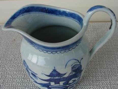 C. 1880 CHINESE EXPORT BLUE CANTON PITCHER/JUG
