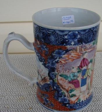 C. 1770 CHINESE EXPORT MANDARIN PALETTE MUG/TANKARD