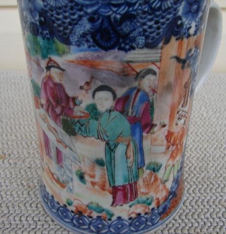 C. 1770 CHINESE EXPORT MANDARIN PALETTE MUG/TANKARD