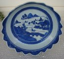 C. 1880 CHINESE EXPORT BLUE CANTON SAW TOOTH LARGE BOWL