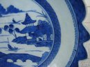 C. 1880 CHINESE EXPORT BLUE CANTON SAW TOOTH LARGE BOWL