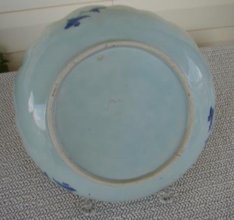C. 1880 CHINESE EXPORT BLUE CANTON SAW TOOTH LARGE BOWL