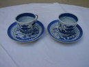 C. 1875 PAIR OF BLUE CANTON CUPS AND SAUCERS