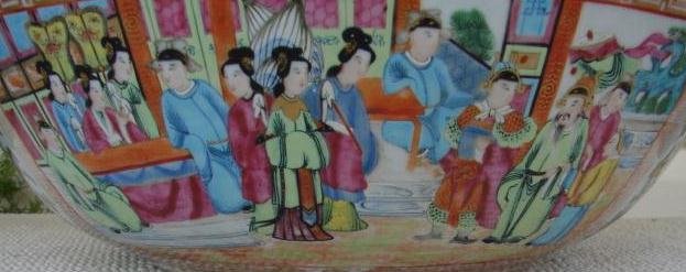C. 1820 CHINESE EXPORT ROSE MANDARIN HUGE PUNCH BOWL