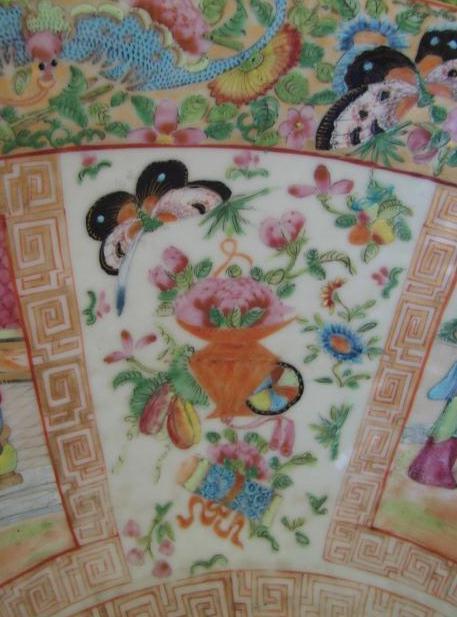 C. 1820 CHINESE EXPORT ROSE MANDARIN HUGE PUNCH BOWL