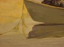OIL ON BOARD OF MAINE SCENE OF BEACHED DORIES