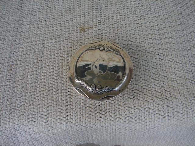 C. 1920 GLASS DRESSING JAR W/STERLING COVER