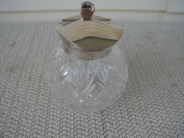 C. 1920 STERLING/CRYSTAL CUT GLASS PITCHER