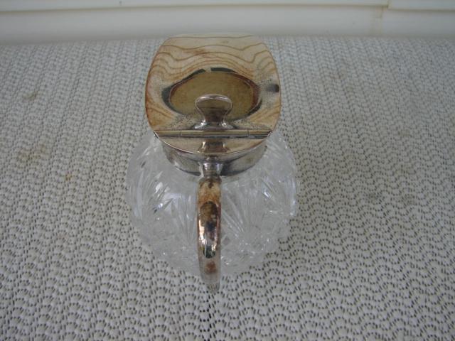 C. 1920 STERLING/CRYSTAL CUT GLASS PITCHER