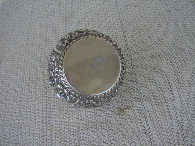 C. 1920 GLASS DRESSING JAR W/STERLING COVER