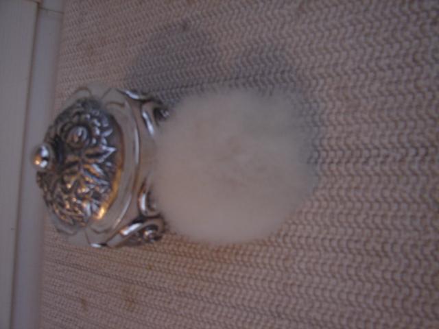 C. 1920 GLASS DRESSING JAR W/STERLING COVER