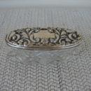 C. 1920 VICTORIAN STAMP BOX,STERLING AND CRYSTAL