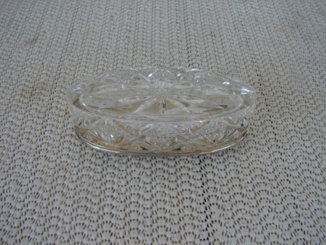 C. 1920 VICTORIAN STAMP BOX,STERLING AND CRYSTAL