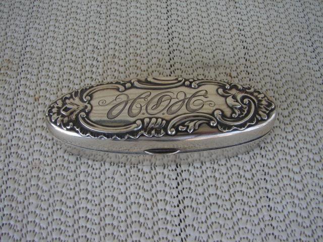 C. 1920 VICTORIAN STAMP BOX,STERLING AND CRYSTAL