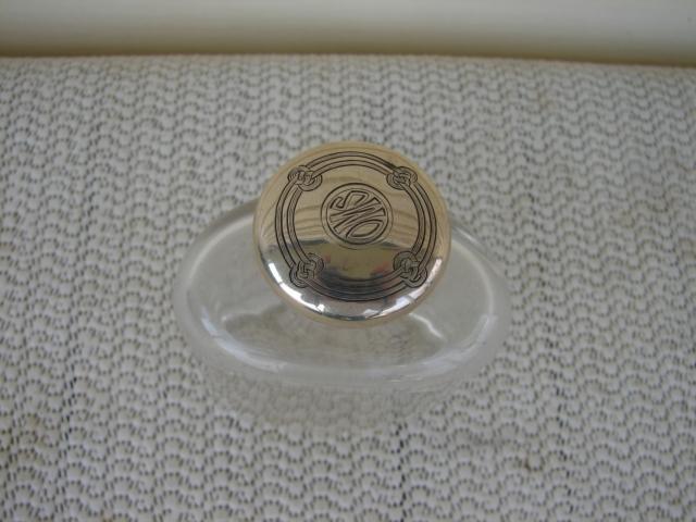 C. 1920 ENGLISH PERFUME BOTTLE W/STERLING TOP