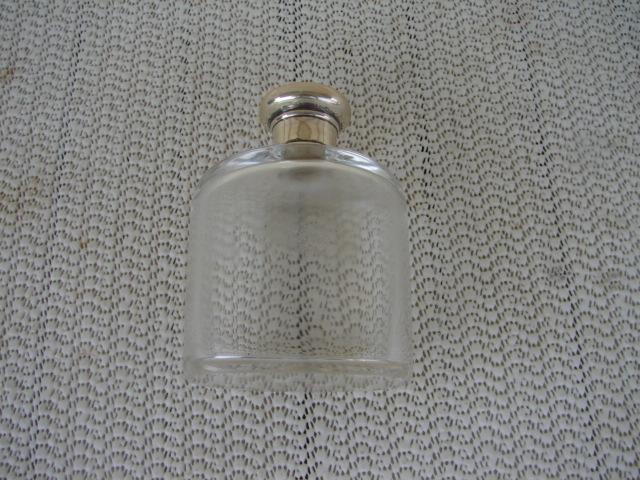 C. 1920 ENGLISH PERFUME BOTTLE W/STERLING TOP