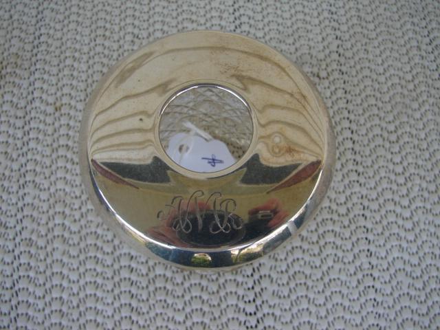 C. 1920 HAIR RECEIVER W/MONOGRAM,STERLING TOP