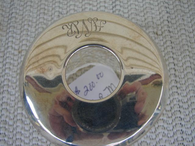 C. 1920 HAIR RECEIVER W/MONOGRAM,STERLING TOP