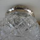 C. 1920 CUT GLASS JAR W/STERLING REPOUSE TOP