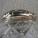 C. 1920 CUT GLASS JAR W/STERLING REPOUSE TOP