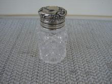 C. 1920 CRYSTAL GLASS MEDICINE BOTTLE/STERLING TOP