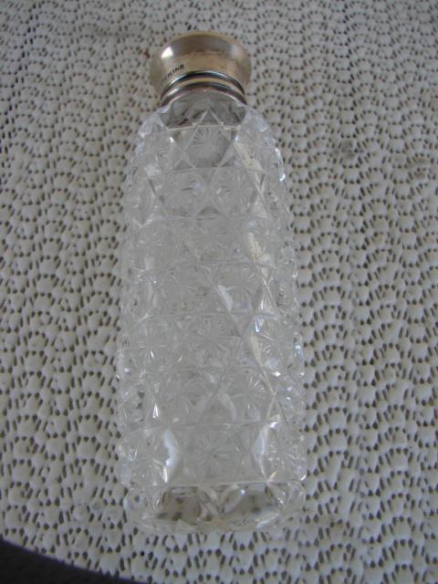 C. 1920 CUT GLASS PERFUMER W/STERLING TOP