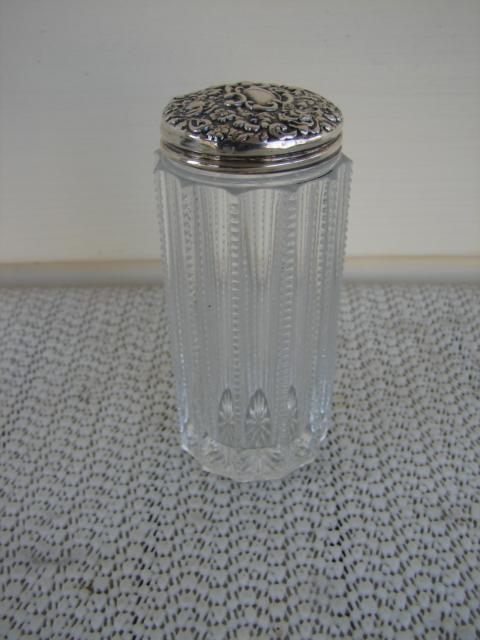 C. 1920 CUT GLASS/STERLING BOTTLE