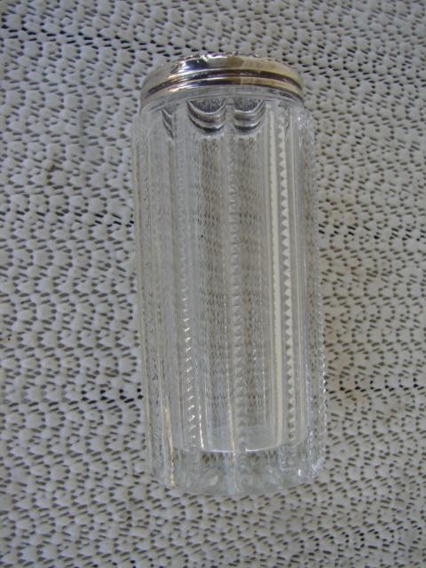 C. 1920 CUT GLASS/STERLING BOTTLE