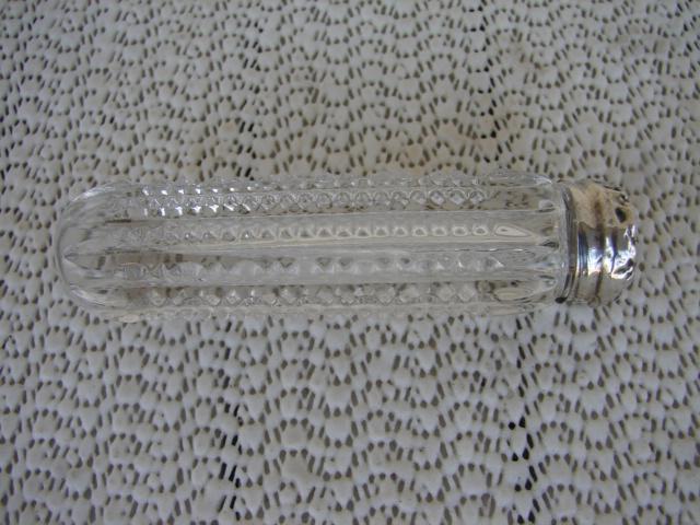 C. 1920 PERFUMER CUT GLASS W/ STERLING TOP